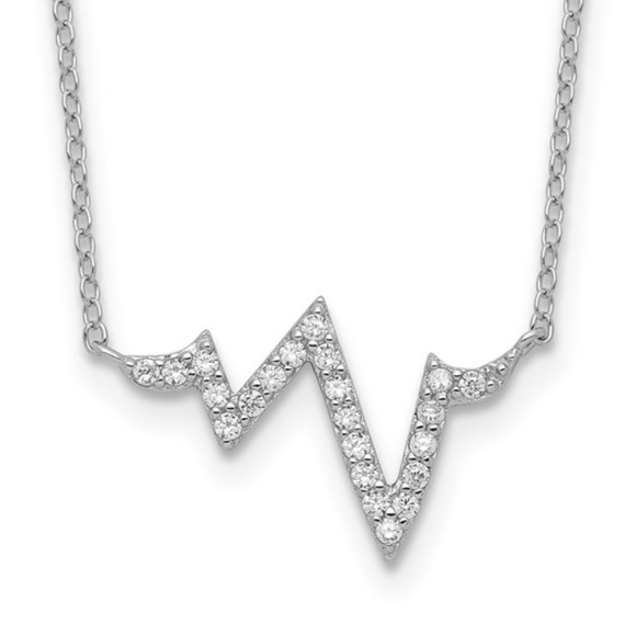 Jewelry - Heartbeat CZ Necklace  Sterling Silver